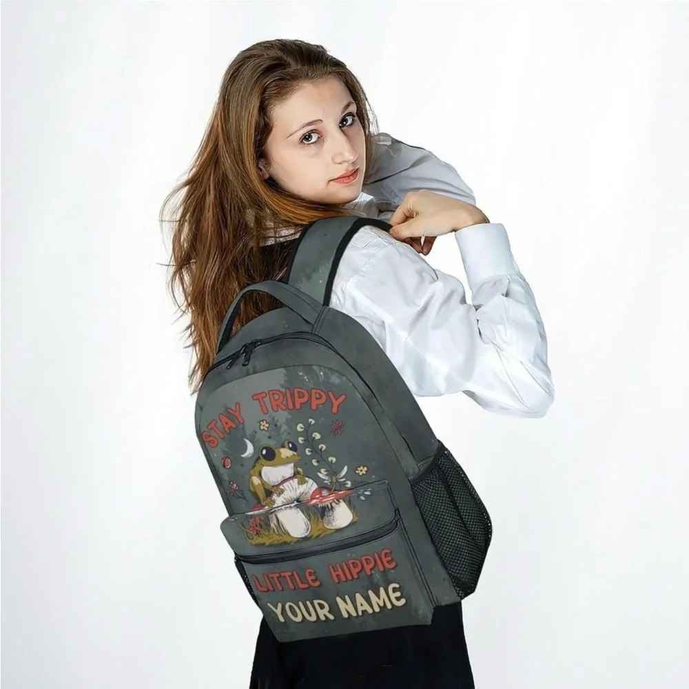 New Stay Trippy Little Hippie Backpack with frog and mushrooms 🐸🍄 - Picture 2 of 7